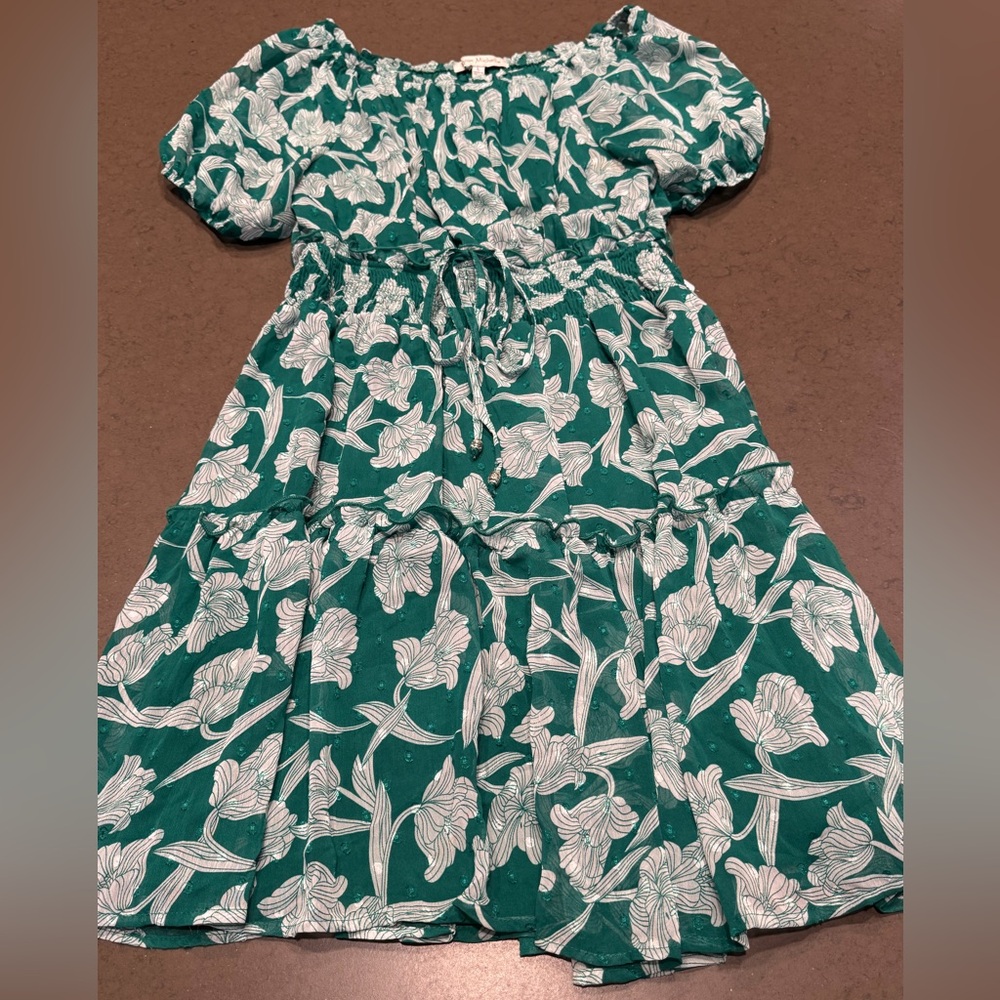 Ryan Michelle Swiss Dot Floral Puff Sleeve Dress Sz: L